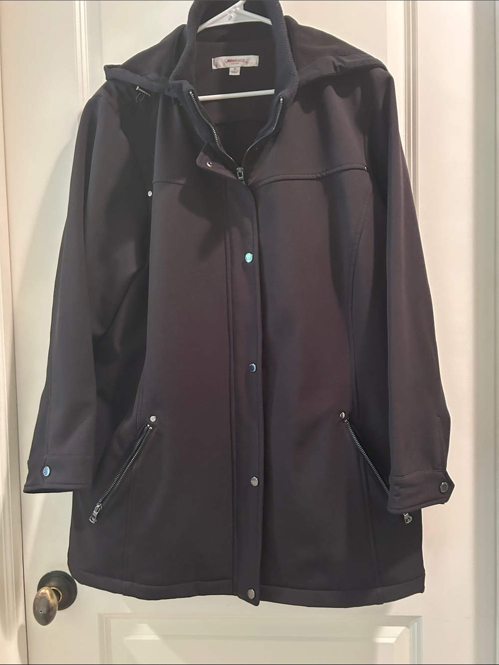 Liz Claiborne Classic Black ZipUp Hooded Jacket Coat Fleece Lined pockets size2X